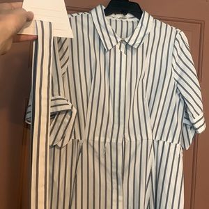 Button down dress striped blue and white